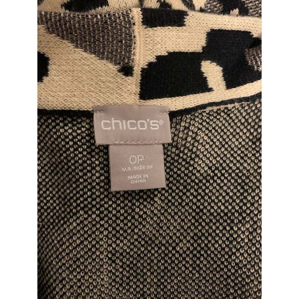 Chicos Size 0 Petite 0P Womens Small Petite Cardigan Open Leopard Print Pockets - Picture 3 of 6